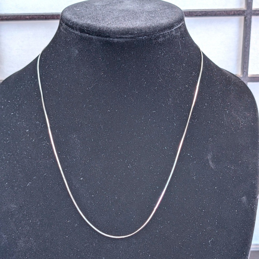 Sterling Silver 925 Box Chain Necklace 19.5 Inch Thin Minimalist JP Stamped